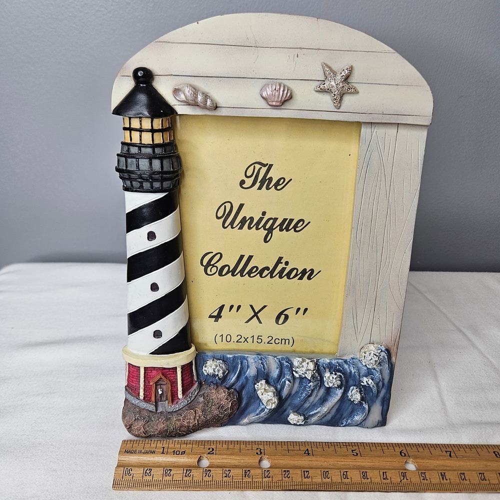 The Unique Collection Nautical Lighthouse 4x6 Photo Frame 3D Resin Coastal Decor